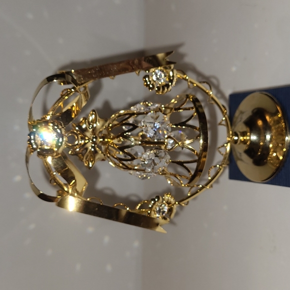 24k gold plated crystal temptation Christmas Ornament bell 5.5" - Picture 1 of 10